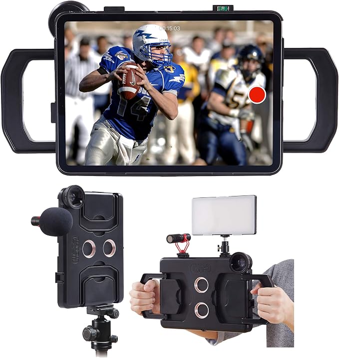 MegaMount Multimedia Rig Case Video Stabilizer for Apple iPad Air 10.5 inch [3rd Gen 2019 Only] Attach Lenses, Lights, Microphones. Great for Live Conferencing, Video Recording, Mounts on Tripods by Velikon