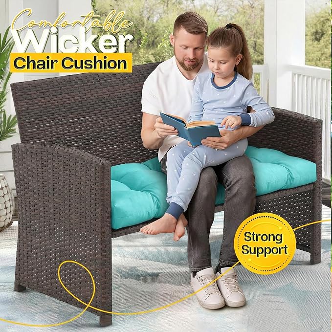 MAGIC ELEPHANT Outdoor Bench Cushion, Memory Foam Loveseat Cushion for Patio Furniture Wicker Chair, Settee Porch Swing Seat Cushion, 44 x 19 Inches (Turquoise) - Image 7
