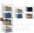 Hanging Closet Organizer, 4 Tier Metal Closet Organizers and Storage with 4 Hanging Hooks 4 S-Hooks for Wardrobe Laundry Room, Wire Storage Shelf for Clothes Sweaters Pants (White) by Orapoke