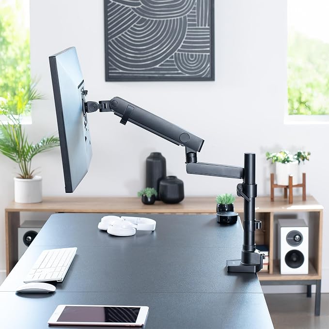 VIVO Premium Aluminum Full Motion Single Monitor Desk Mount Stand with Lift Engine Arm, Pole Extension, and USB Ports, Fits Screens up to 40 inches, STAND-V101BDU - Image 6