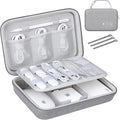 Lacdo Hard Travel Electronic Organizer Case for MacBook Power Adapter Charger, Cables, Apple Pencil, Mouse, Power Bank, USB Flash Disk,SD Card Small Protective Portable Accessories & 3 Cable Tie, Gray by Lacdo