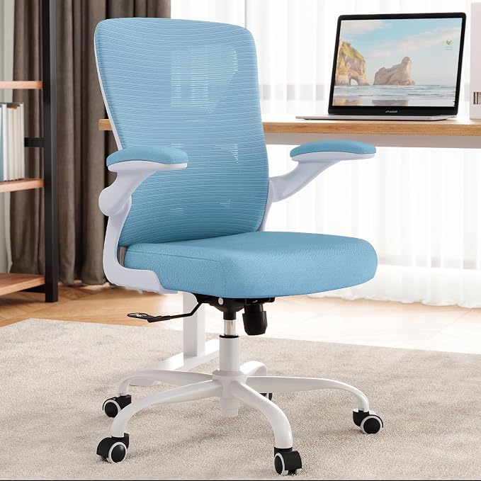 Office Chair: Mesh Ergonomic Desk Chair with 3D Lumbar & Swivel | 330LBS Computer Chair-Executive Task Work Chairs with Flip-up Arms Home Office Desk Chairs Gaming Chair for Long Hours(Blue) - Image 3