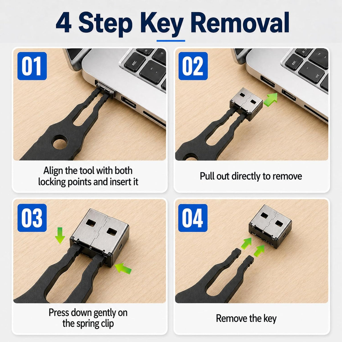 USB A Port Blockers 10 Pack, Two Point Zinc Alloy Locks, 1 Key, Black - Image 6