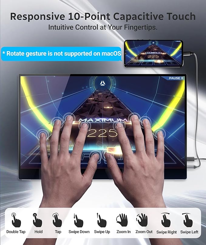 Ingnok Touchscreen Monitor for Laptop,Dual USB C,15.6Inch FHD 1080P | 10 Point Touch,USB C mini HDMI for Laptop,Mac,mini PC,Built in Speakers,with Adjustable Stand,VESA,Lightweight,Eyecare - Image 2