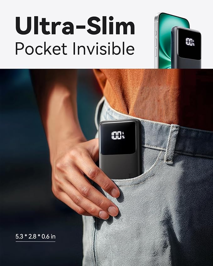 INIU Portable Charger, Ultra Slim 10000mAh Fast Charging Power Bank | Flight-Safe, Travel Essential, Battery Phone Pack for iPhone 17 16 15 Samsung S26 S25 Google iPad etc - Image 3
