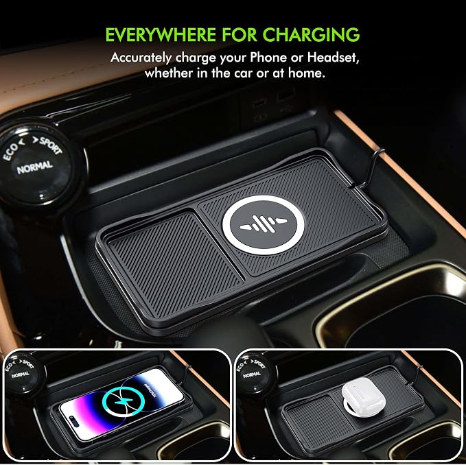 Wireless Car Charger,LANSEMKU Car Wireless Chargers Charging pad Non Slip 15w Fast Charger for Car Wireless Phone Charger for iPhone 16/15/14/13/12 Pro Max,Samsung for Android (Black-100cm Cable) - Image 2