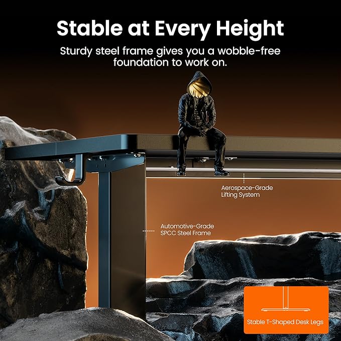 ErGear Height Adjustable Electric Standing Desk, 40 x 24 Inches Sit Stand up Desk, Memory Computer Home Office Desk, Carbon Fiber Black - Image 4