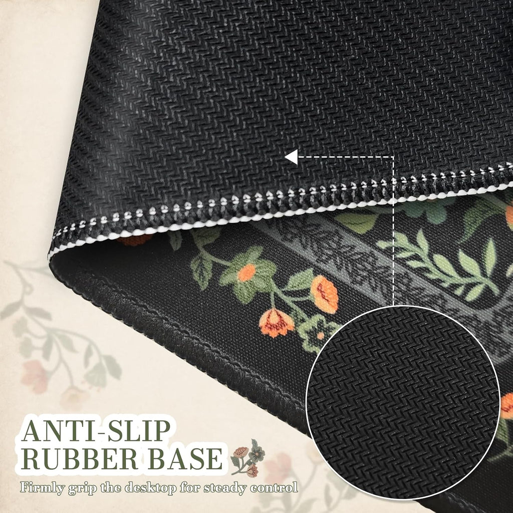 iCasso Aesthetic Small Mouse Pad, 9.5x7.9in,Home Office, Black Floral - Image 5