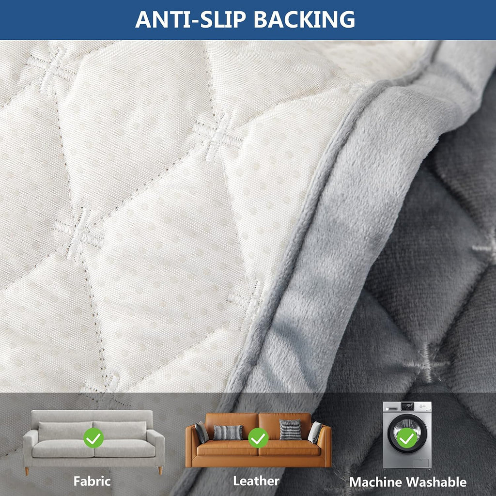 Velvet Sectional Couch Covers for Dogs,Light Gray,1PC,36''x70'' - Image 4