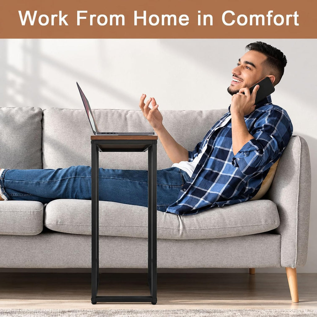 C-Shaped End Table - Slim Slide-Under Couch TV Tray Side Table - Image 6