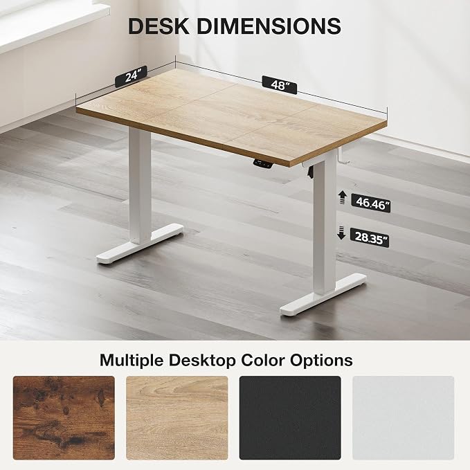 Electric Standing Desk with Cable Management,Oak Height Adjustable Desk with Memory Presets, Sit Stand Table for Work from Home, Ergonomic Computer Desk,48 x 24 inch - Image 3