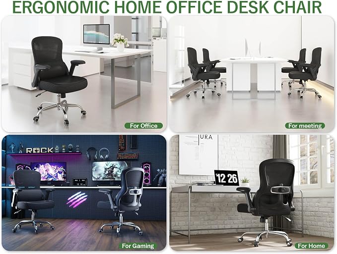 400LB Office Chair: Mesh Ergonomic Desk Chair Comfy with Lumbar Support | Computer Chair Ergonomic Gaming Chairs for Adults with Wheels&Flip up Armrests-Swivel Executive Task Chairs (Leather-Black) - Image 6