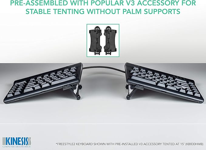 Kinesis Freestyle2 Ergonomic Keyboard w/ V3 Lifters for Mac (9" Separation) - Image 4