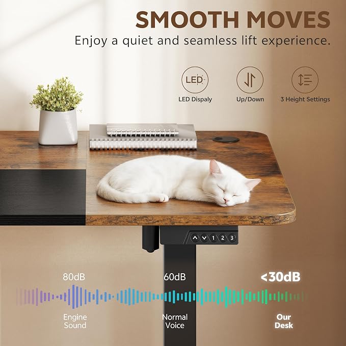 77.8 Inches L Shaped Standing Desk Corner Desk with Hutch Electric Height Adjustable Desk with Storage Shelves File Drawer Power Outlets Reversible Computer Gaming Desk for Home Office, Brown - Image 4