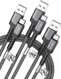 JSAUX USB to USB C Cable, USB C Cable for iPhone 17, 3-Pack (10+6.6+3.3FT) | USB Type C Charger Cord, Fast Charging for iPhone 17 16 Pro Max, Samsung Galaxy, iPad, Grey by JSAUX