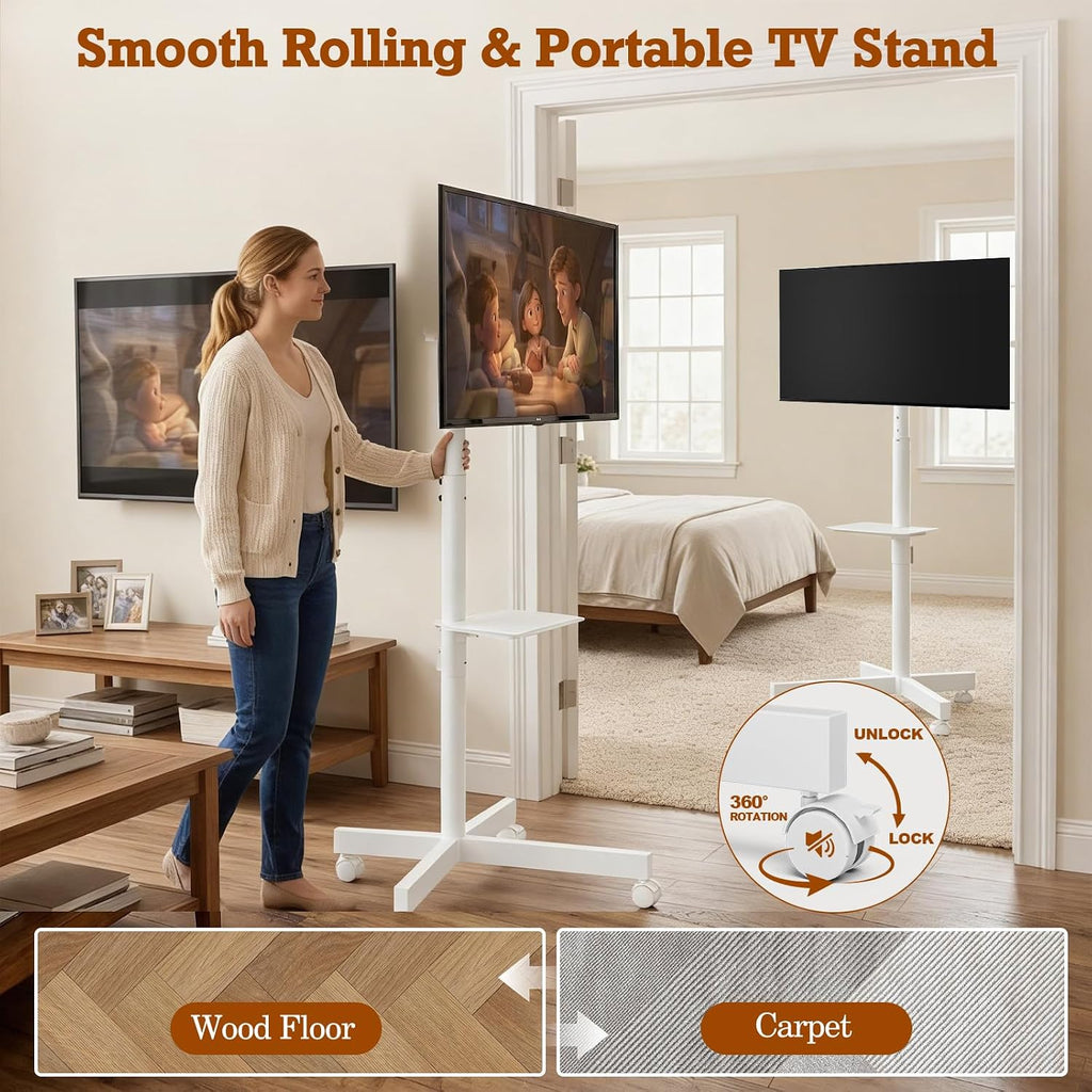 Mobile TV Stand with Wheels for 23-60 Inch Flat Curved TVs - Image 3