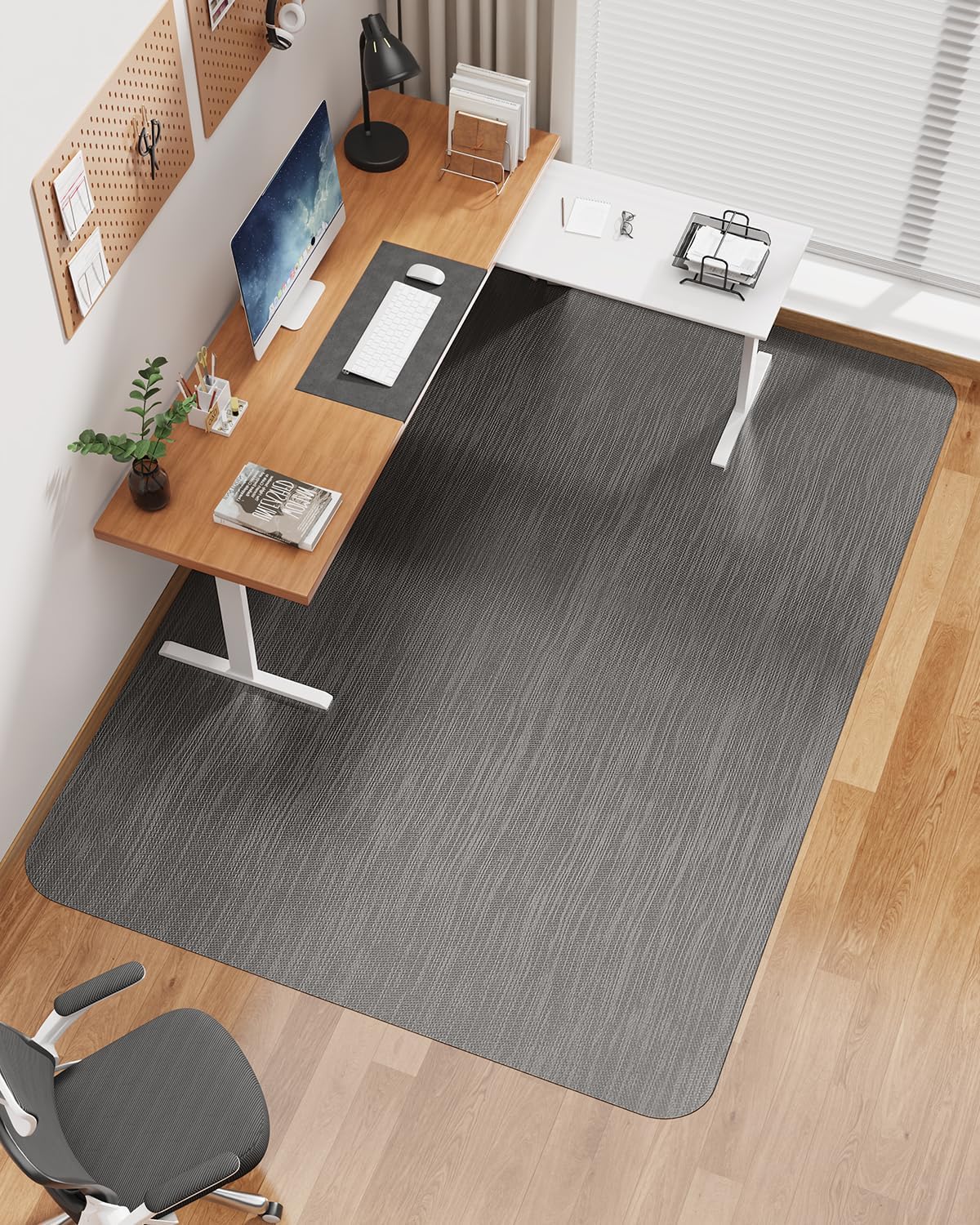 Ultra Large Office Chair Mat for Hardwood Floor, Rolling Chair Mat for Hard Wood, Large Anti-Slip Hard Floor Protector, Heavy Duty Computer Desk Rug for Office and Home 50"*63" Grey by Blvornl