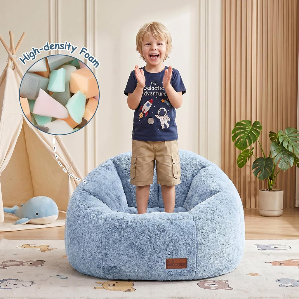 Bean Bag Chair for Kids, Cozy Fluffy Beanbag Chairs with Filler for Teens and Kids, Floor Lazy Sofa for Living Room, Gaming & Reading(S-Light Blue) - Image 7