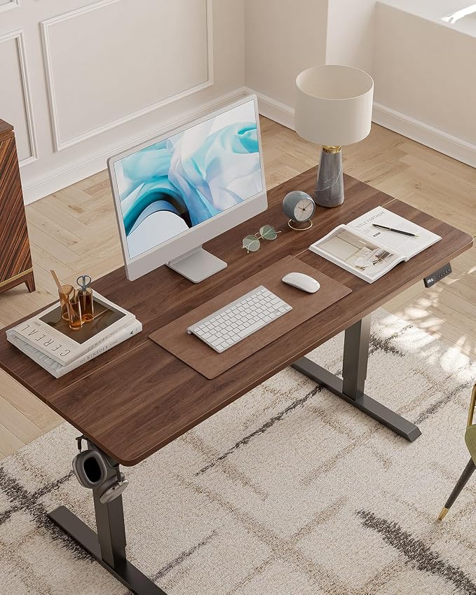 CubiCubi 63 x 28 Large Standing Desk, Height Adjustable Electric Computer Desk, 28" Deep Desktop, Sit Stand up Home Office Workstations with Preset Heights, Black Walnut - Image 2