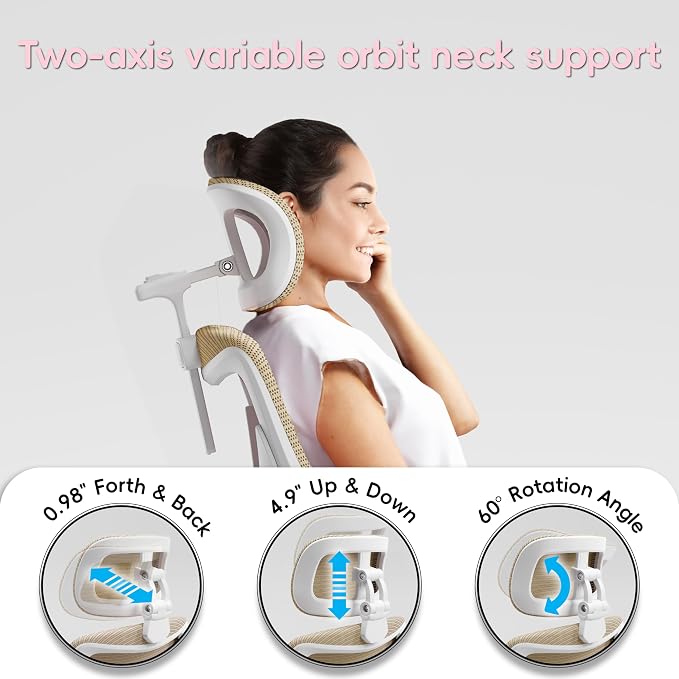 Ergonomic Office Chair:Home Office Desk Chairs with Headrest Lumbar Support | Ergalithic Ergonomic Desk Chair X-Shaped Mesh PU Leather Executive Computer Chair High Back Flip-Up Arms for Long Hour(Khaki) - Image 8