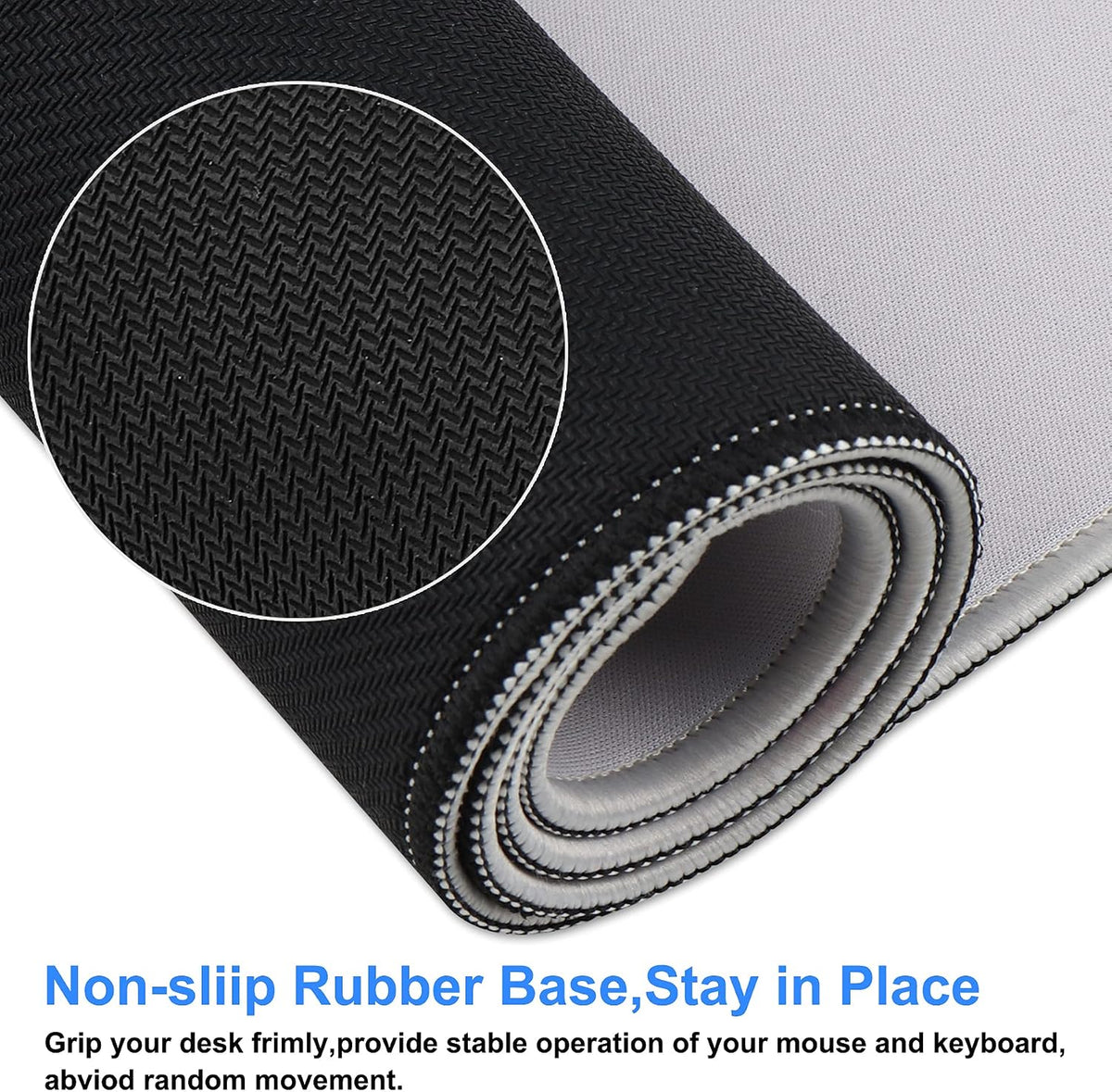 Professional Large Mouse Pad,31.5 x 11.8 in Extended Gaming Mouse Pad,Smooth Lycra Fabric,Non-Slip Rubber Base,Precision Stitched Edges, for Work,Gaming,Writting & Home-80x30 Graycmh - Image 4