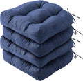 IPYNBAP Outdoor Chair Cushions Set of 4, Patio Chair Cushions with Ties, 19x19+5” Tufted Outdoor Seat Cushions, Waterproof Patio Furniture Cushions, Outdoor Dining Chair Pads, Navy by IPYNBAP
