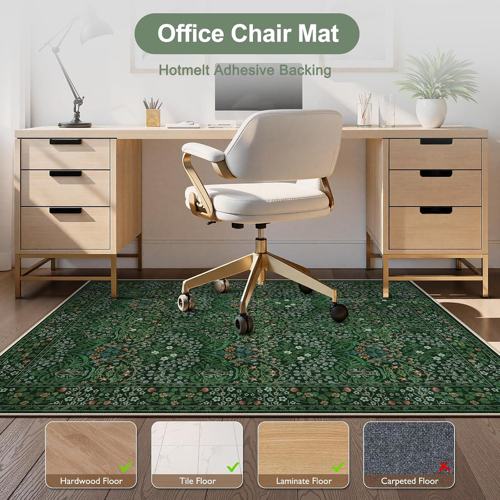 Home Office Chair Mat for Hardwood Floor, 48"x60" Desk Floor Mat for Hard Floors, Under Desk Rug for Rolling Chair, Antil-Sip Large Protector Mat for Office Chair, Easy to Roll - Image 2