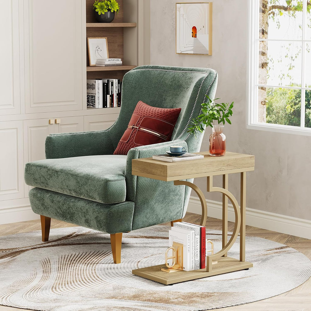 Tribesigns Narrow Side Table Set of 2, C Shaped End Table - Image 5