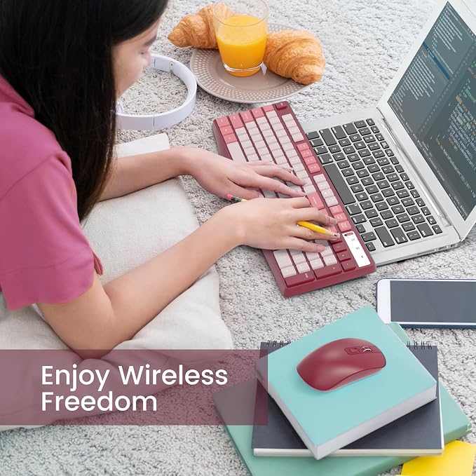 Wireless Keyboard and Mouse Combo, Lovaky 2.4G Full-Sized Ergonomic Keyboard Mouse, 3 DPI Adjustable Cordless USB Keyboard and Mouse, Quiet Click for Computer/Laptop/Windows/Mac (1 Pack, Rose) | Ergonomic, Low profile Keys, 3 DPI Adjustable, 2.4G Quiet... - Image 5