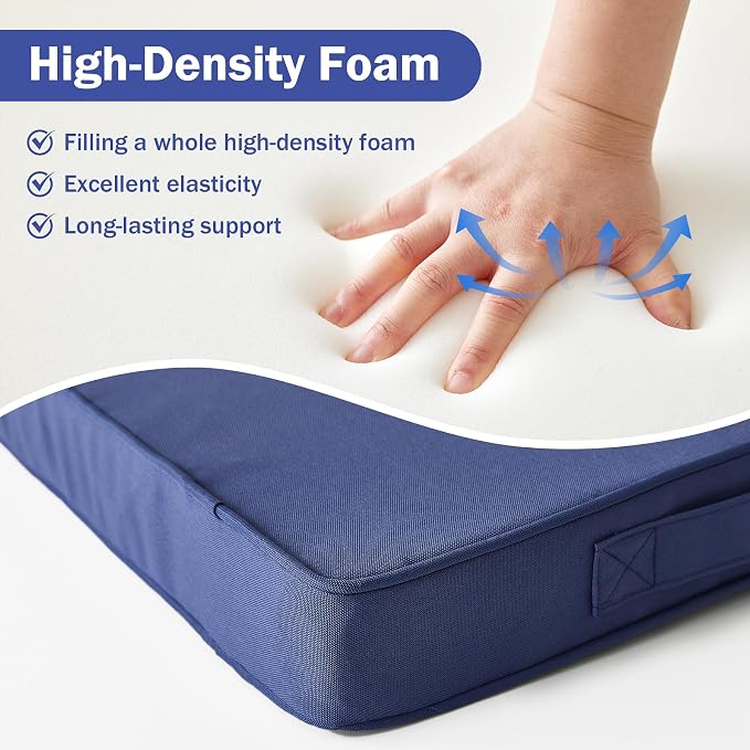 IPYNBAP Outdoor Cushions, Outdoor Chair Cushions 19x19x3 Inch, Cushions for Outdoor Furniture with Removable Cover, Waterproof & Fade Resistant Outdoor Seat Cushions for Patio, Lawn, Navy Blue - Image 5