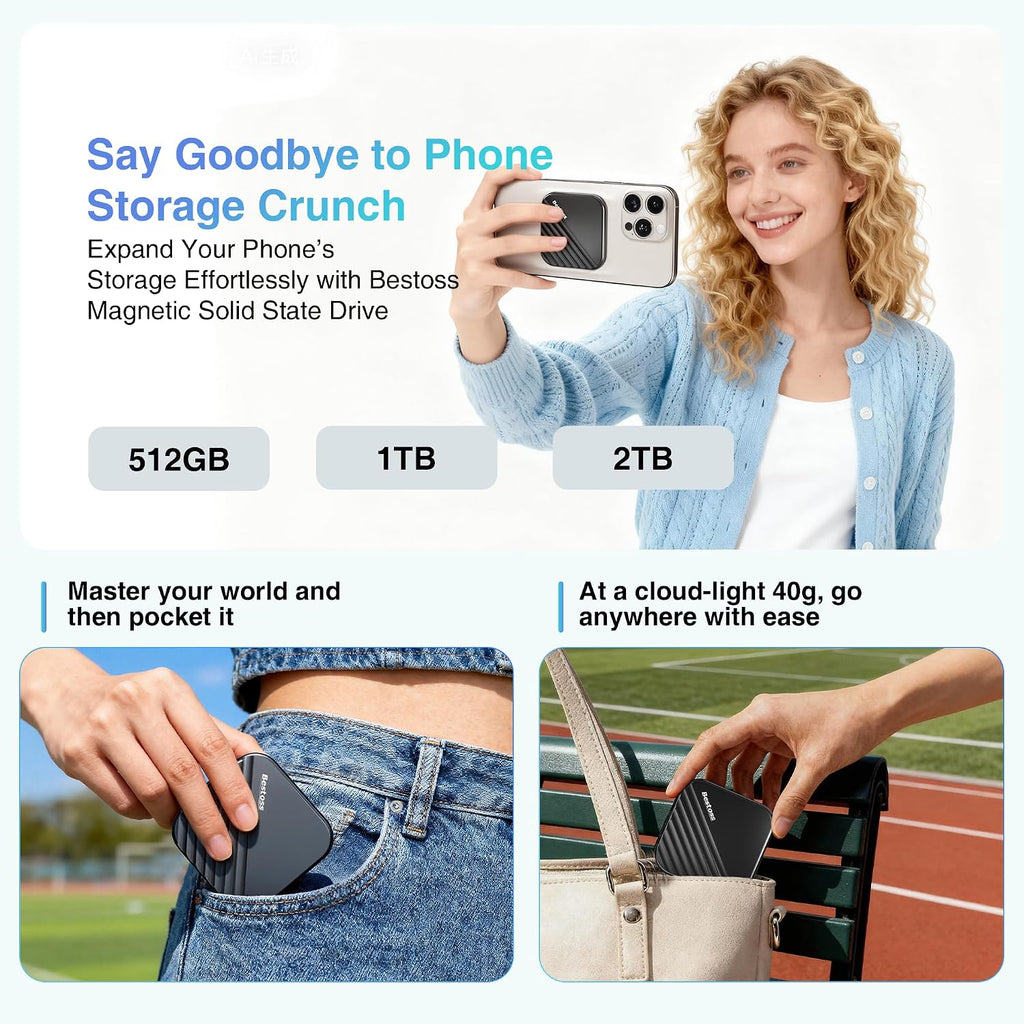 Bestoss 1TB Portable Magnetic SSD, 4K 120fps ProRes HDR Record & Store - Image 6