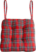 vctops Christmas Red Tartan Chair Cushions with Ties (Pattern H,16"x16") | Soft Comfortable U-Shaped Chair Pads Non Slip Seat Cushions for Indoor Dining Room and Kitchen Chairs by vctops