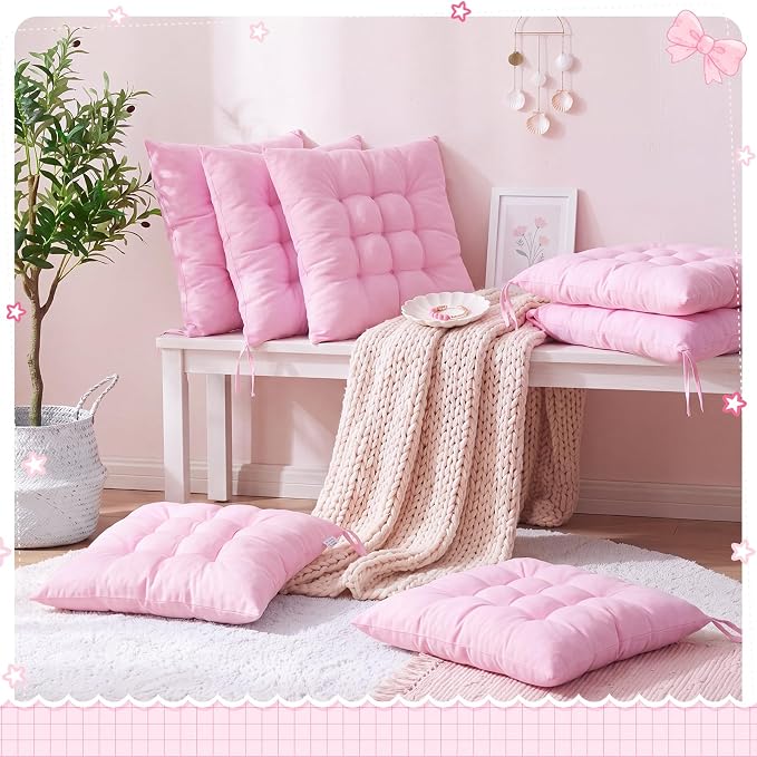 Geetery 12 Pcs Bulk Floor Pillows Cushion for Kids Classroom,Pink,Square | 15.7" Seating Cushions for Classroom Reading Corner Students Nursery Daycare Yoga Tatami Kindergarten - Image 4