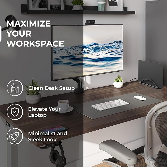 HumanCentric Vertical Laptop Stand for Desks Adjustable Matte Black MacBook | Upright Adjustable Holder to Dock Apple MacBook Stand, and Other Laptops to Organize Work & Home Office, Automatic Grip - Image 2