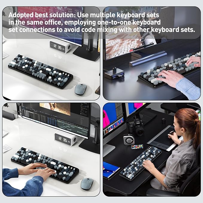 2.4GHz Wireless Keyboard and Mouse Set with Switch Button - Full-Size Keyboard - Compatible for Windows/Laptop/PC/Notebook/Smart TV and More - Grey Colorful - Image 7