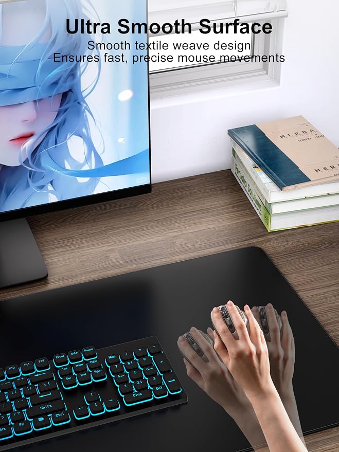 TopMade Mouse Pad with 15W Fast Wireless Charging, 35.43"x15.75" XXXL Large Gaming Mousepad, Waterproof Desk Pad, Classic Black Computer Desk Mat(Includes 20W PD Power Adapter & 6.56ft Woven Cable) - Image 4