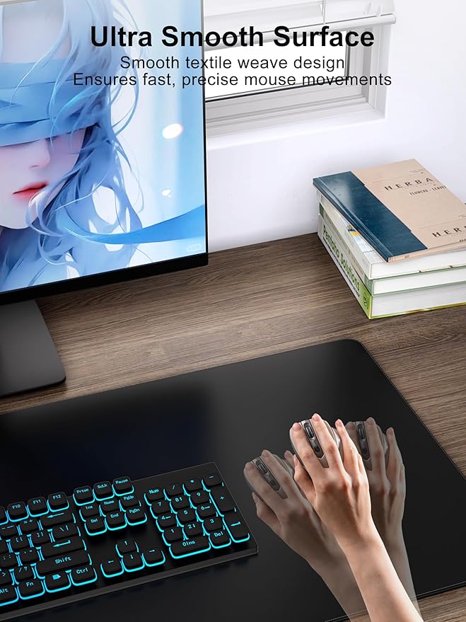 TopMade Mouse Pad with 15W Fast Wireless Charging, 31.5"x15.75" XXL Large Gaming Mousepad, Waterproof Desk Pad, Computer Desk Mat, Black(Includes 20W PD Power Adapter & 6.56ft Woven Cable) - Image 4