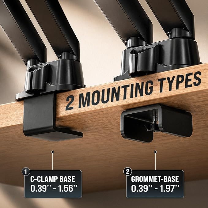 EVEO Premium Dual Monitor Mount 14"-32” Dual Monitor Arm VESA Bracket Adjustable Height Gas Spring Dual Monitor Stand, Screen Full Motion Dual Monitor Arm-Computer Monitor Stand for 2 Screens - Black - Image 7
