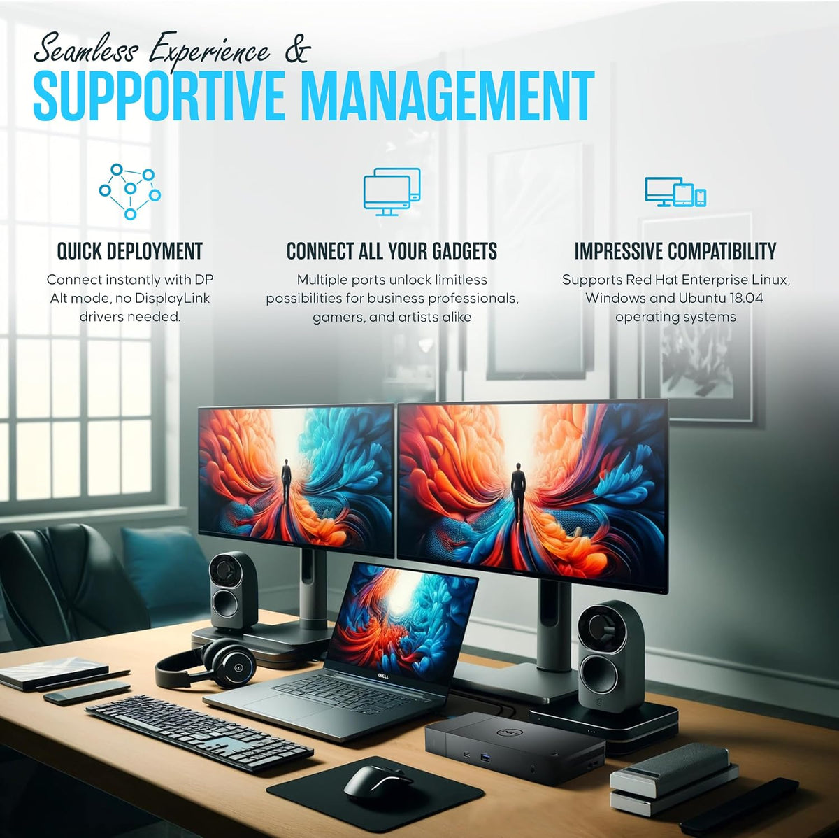 Dell WD19TB Thunderbolt Dock - 1 Year Warranty - Dell Docking Station Dual Monitor USB C with 180W, HDMI & DisplayPort Cable - Docking Station for Laptop & Computer (Renewed) - Image 5