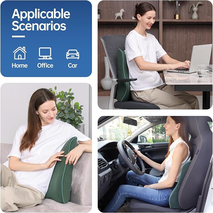 Soft Comfortable Memory Lumbar Support Pillow Back Cushion for Offic | Built-In Adjustable Straps Secure Reduce Back Soreness Pressure Distribution Breathable Premium Fabric Long-lasting Support - Image 7