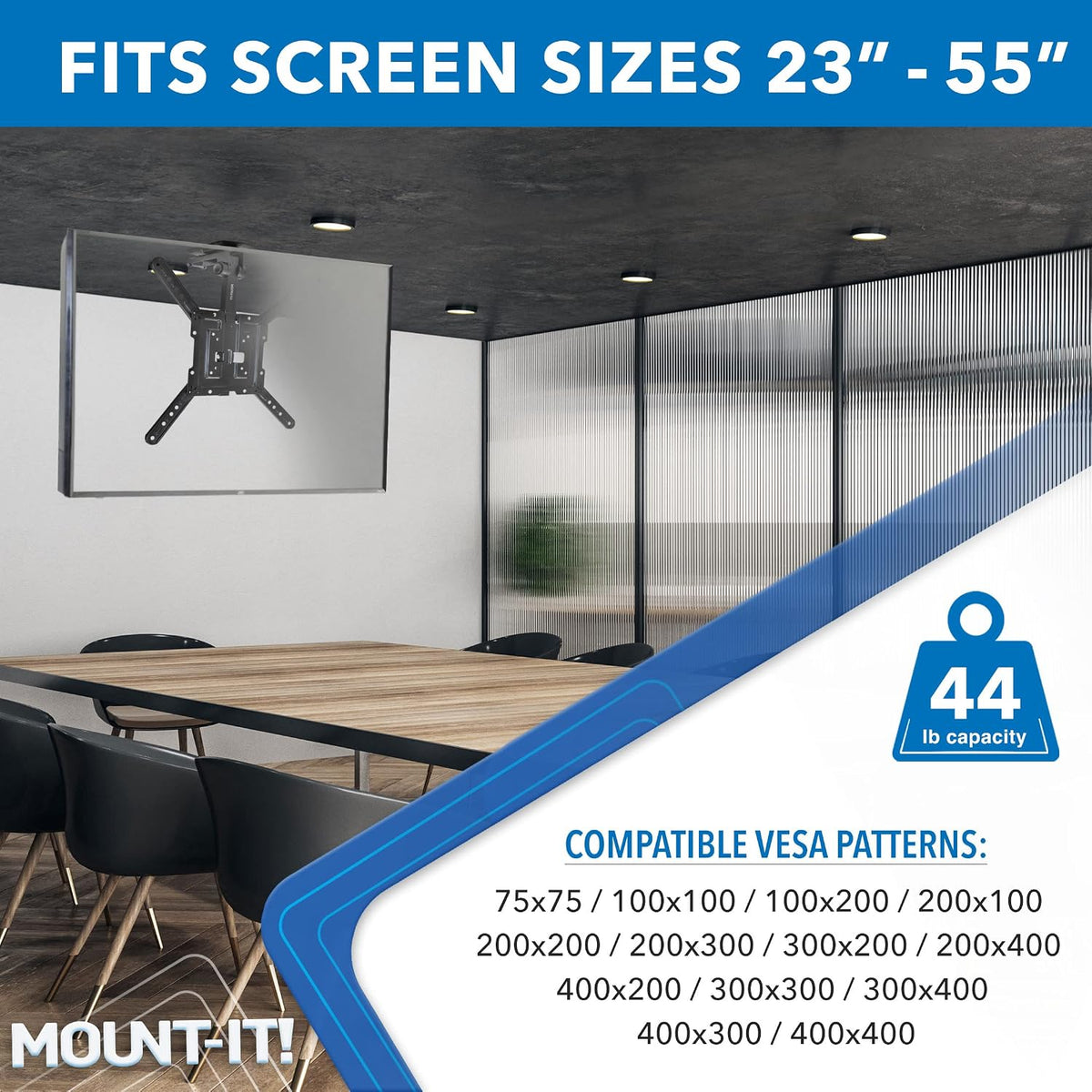 Mount-It! Fold-Up Ceiling TV Mount for 23–55 Inch TVs, Space-Saving Flip Down Bracket for Flat & Slanted Ceilings, Retractable Adjustable Tilt & Swivel Mount, VESA up to 400x400, 44 lbs Capacity - Image 8