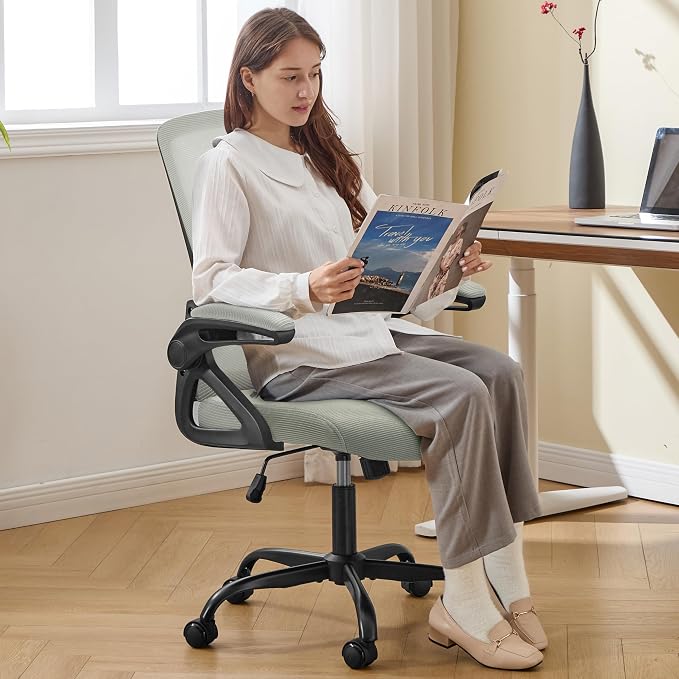 Ergonomic Office Chair Desk Chair with Adjustable Lumbar Support | Mesh Computer Chair Home Office Desk Chair with Flip-up Armrests Executive Task Chair Comfy Mesh Gaming Chair (Dark Gray) - Image 8