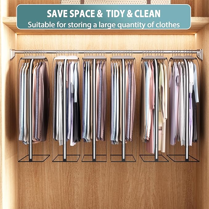 Liuoud Clear Garment Bags for Hanging Clothes 10” Gusseted, 6 Pack, 40” | Suit Bags for Closet Storage with Large Metal Zipper, Breathable odorless Hanging Plastic Clothes Cover for Coat Dress Fur - Image 6