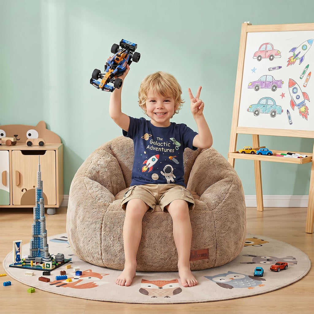 Bean Bag Chair for Kids, Cozy Fluffy Beanbag Chairs with Filler for Teens and Kids, Floor Lazy Sofa for Living Room, Gaming & Reading(S-Brown) - Image 10