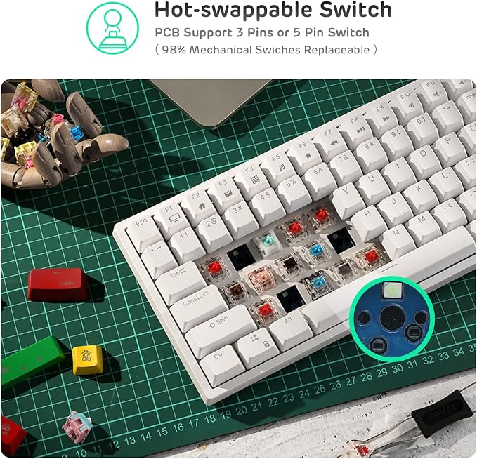 RK ROYAL KLUDGE RK84 Wireless RGB 75% Hot Swappable Mechanical Keyboard | 84 Keys Wireless Gaming Keyboard w/High-Capacity Battery, Triple Mode BT5.0/2.4G/USB-C, RK Custom Switch, Pro Driver Support - Image 4