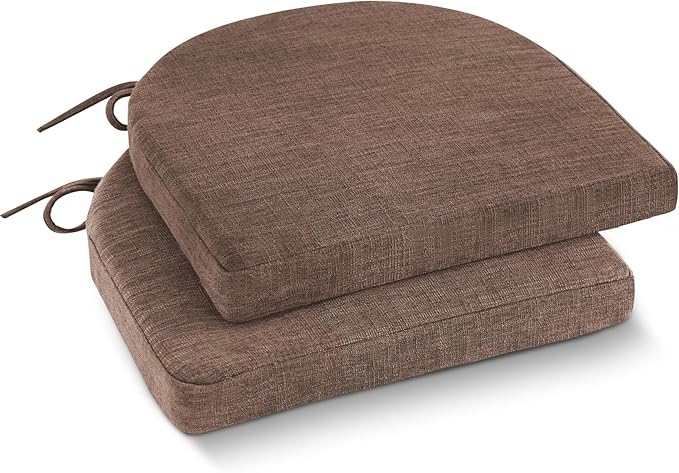 IPYNBAP Chair Cushions for Dining Chairs, Kitchen Chair Cushions, 16'' x 16'' x 2'', Non Slip Indoor Seat Cushions, Chair Pads for Dining Chairs with Ties & Removable Cover, Set of 2, Brown by IPYNBAP