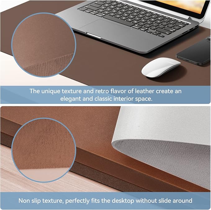 Desk Mat Wireless Charging Mouse Pad Large 32x16 Journey Desk Pad Mat with Wireless Charger Waterproof Leather Computer Mat with Phone Charger Mousepad Non-Slip for Keyboard and Mouse - Image 2