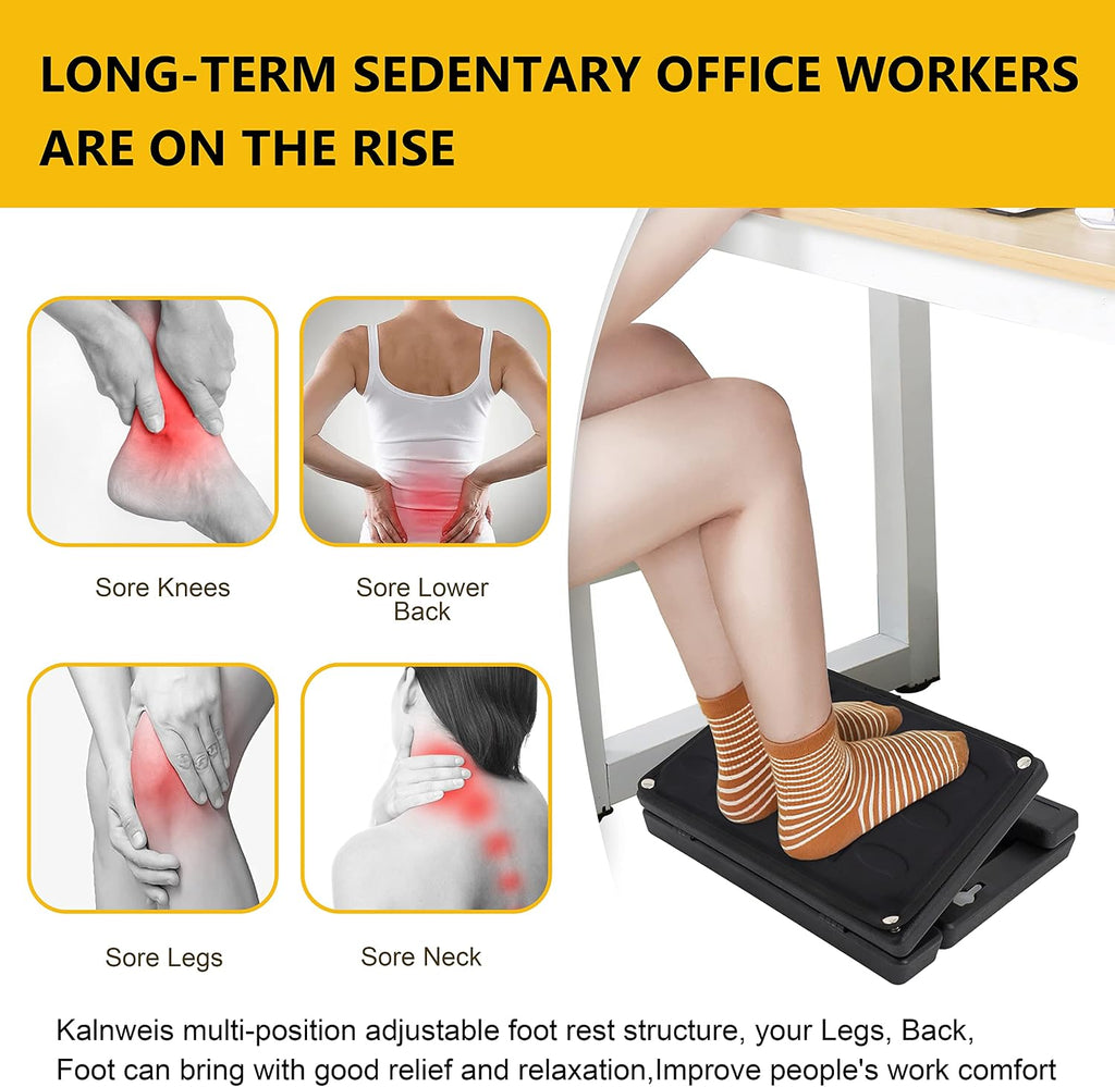 Adjustable Under Desk Foot Rest & Leg Rest Massage Office Footrest - Image 6