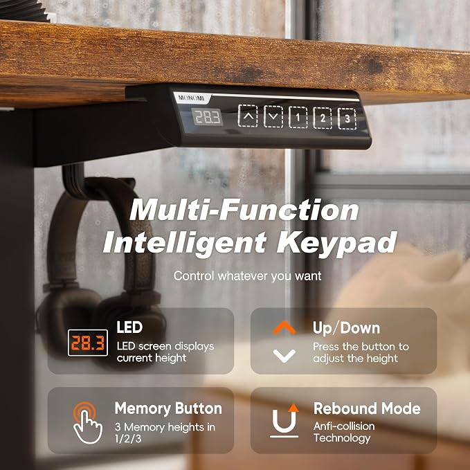 Monomi 86.6" Large Electric Standing Desk,Height Adjustable for Two-Person | Ergonomic Sit Stand Up Home Office Computer Desk Workstation with Memory Setting,Gaming Desk,Rustic Brown - Image 3