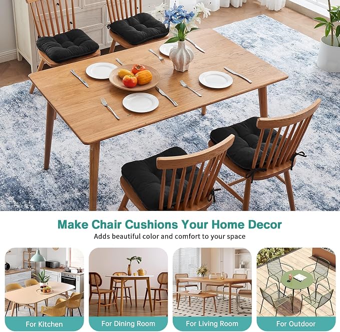 BETU Chair Cushions for Dining Chairs,3.5" Thick Kitchen Table Chair Pads with Ties,Non Slip Backing and Covers,Seat Cushion for Dining Room,Bar,Patio Chairs,18"X18"X3.5" - Image 9